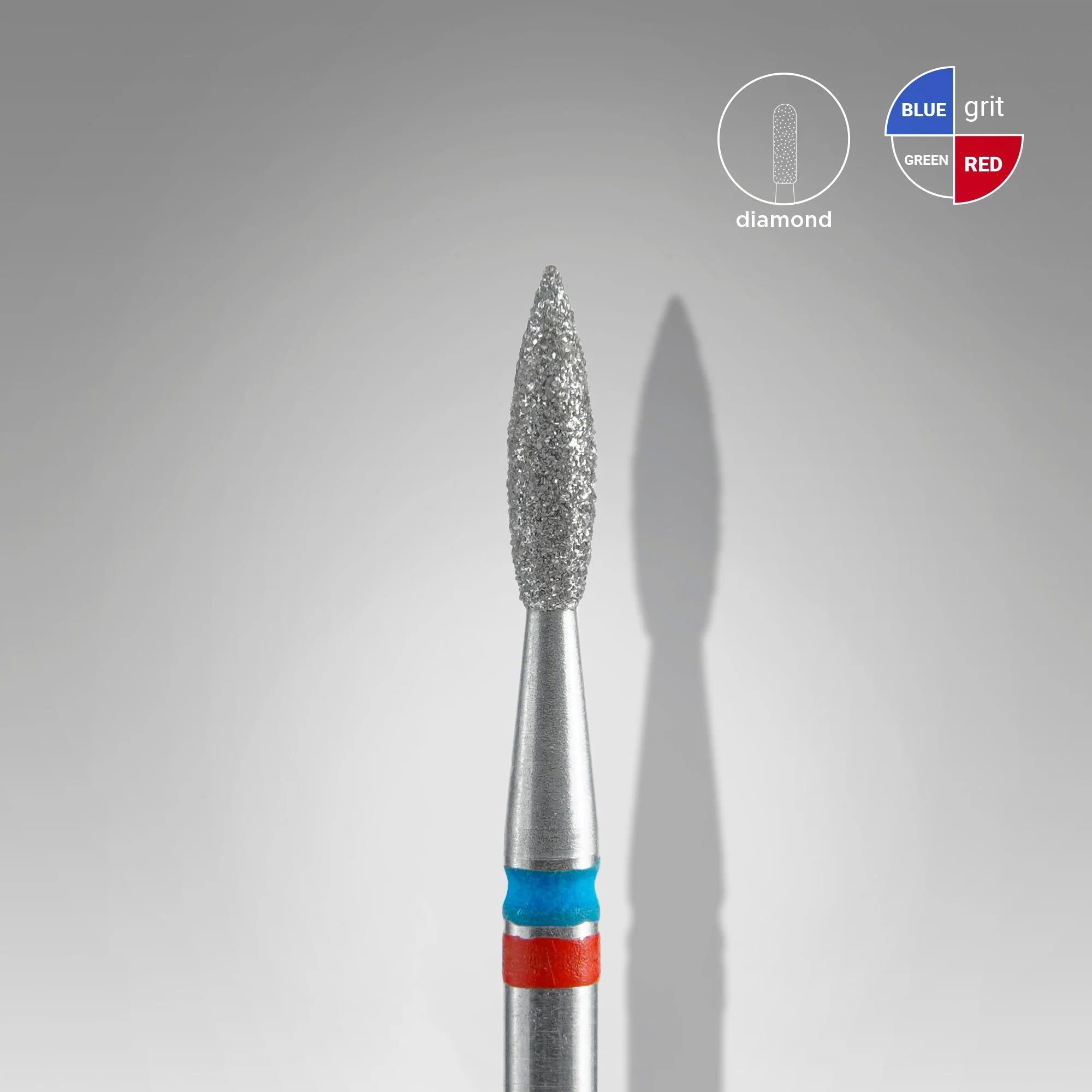 Diamond nail drill bit DUO flame red-blue EXPERT head diameter 2,1 mm / working part 8 mm image 0
